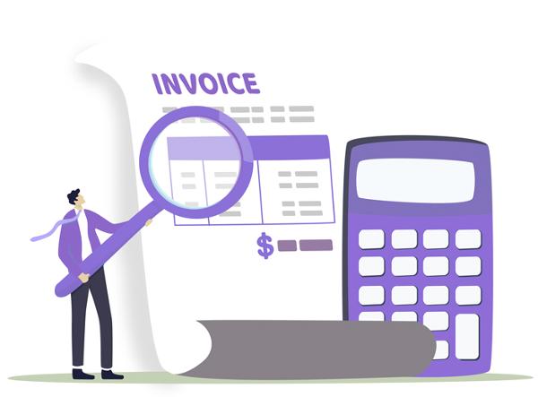 Illustration of a man checking his invoice